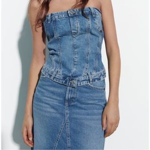 ZARA ~CORSET STYLE DENIM TOP (NWT)